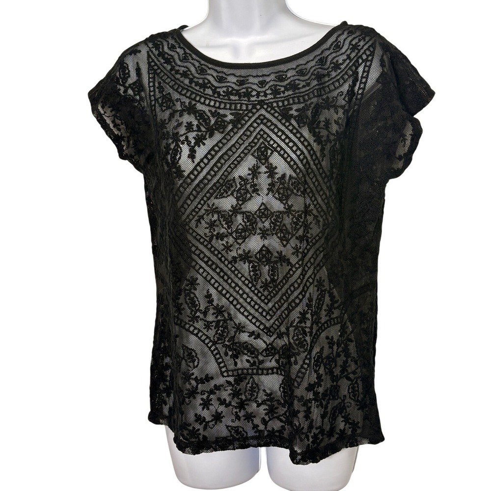 Ralph Lauren Sheer Mesh Lace Top Womens Small Fairy Grunge Indie Sleaze Goth Y2K